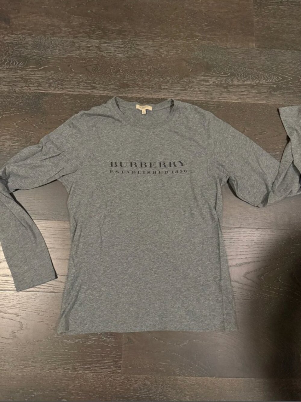 Burberry Gray Long Sleeve Logo Tee